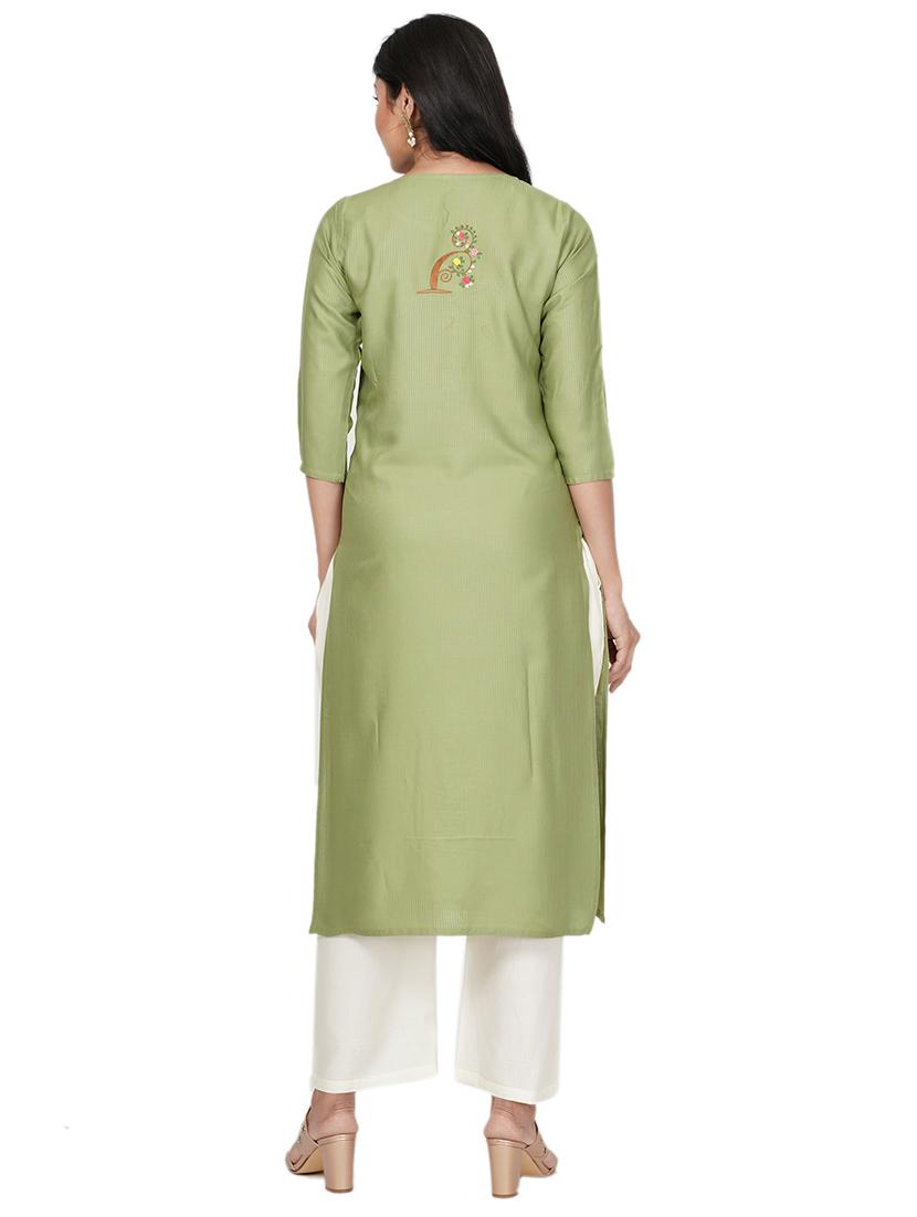 embroidered straight kurta - 17466949 - Standard Image - 2