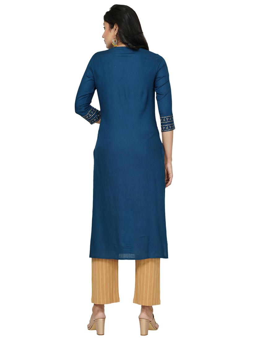 embroidered straight kurta - 17466951 - Standard Image - 2