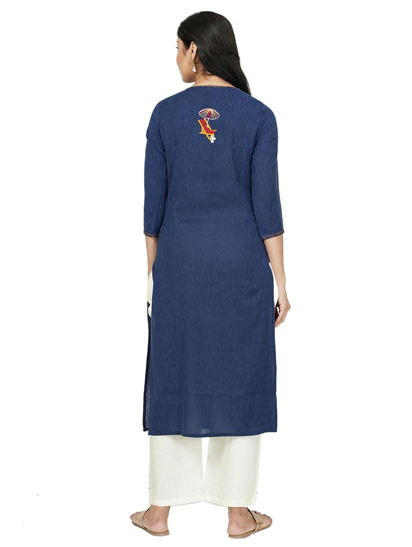 embroidered straight kurta - 17466961 - Standard Image - 2
