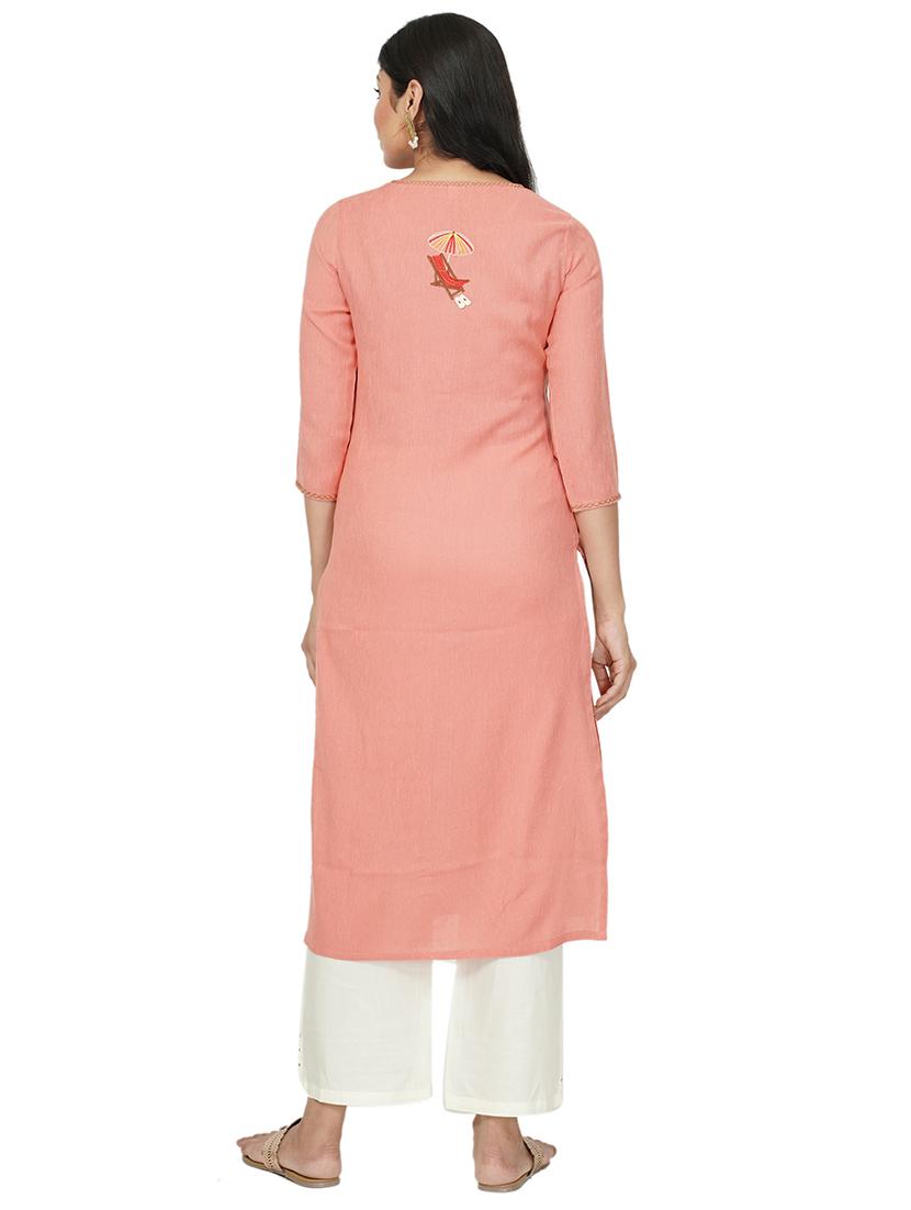 embroidered straight kurta - 17466962 - Standard Image - 2
