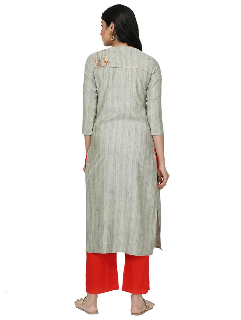 embroidered straight kurta - 17466972 - Standard Image - 2