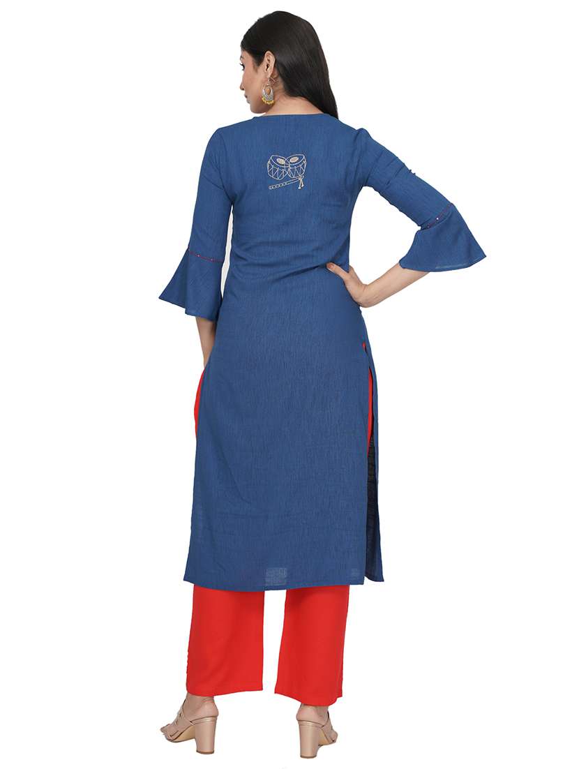 embroidered straight kurta - 17466974 -  Standard Image - 2