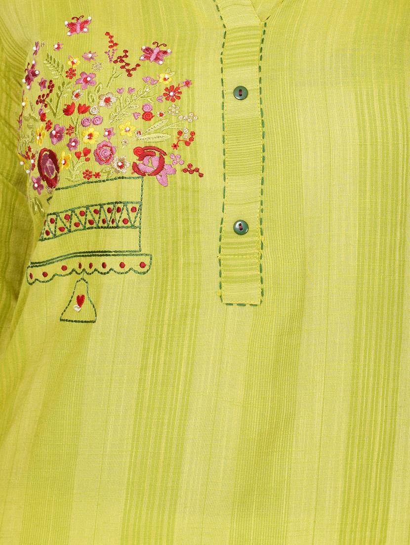 green cotton straight kurta - 17466986 - Standard Image - 2