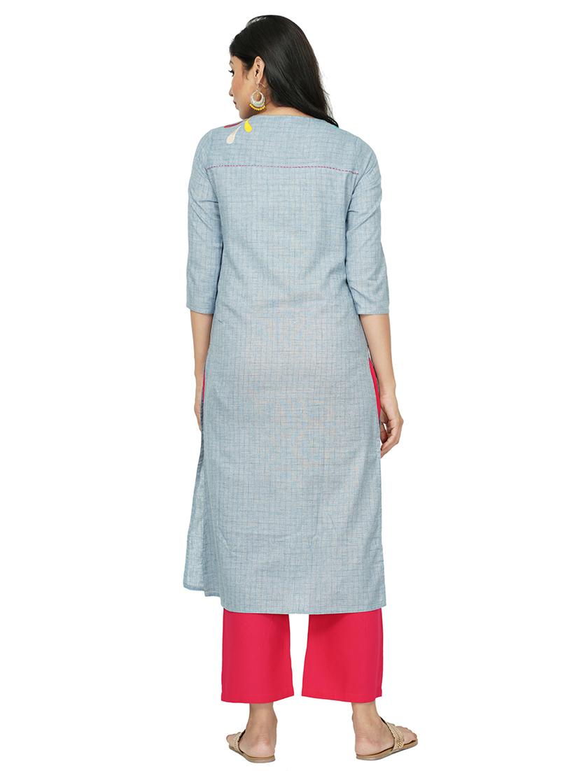 embroidered straight kurta - 17466993 - Standard Image - 2