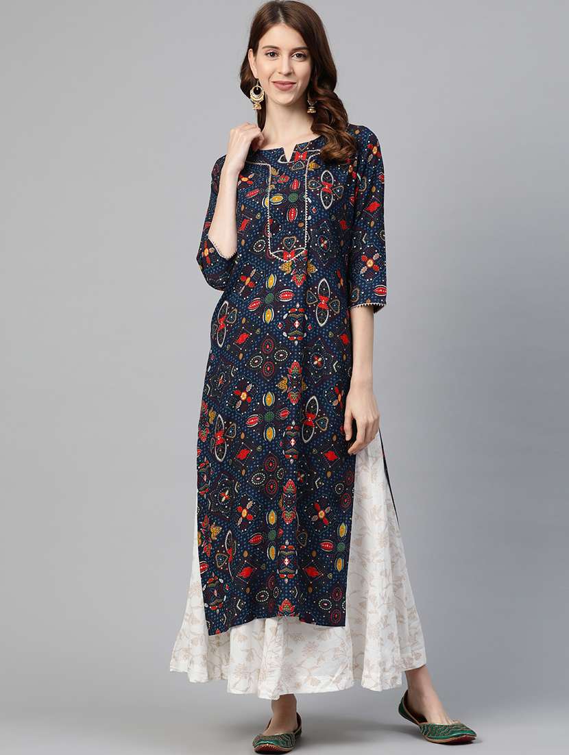 bandhani straight kurta