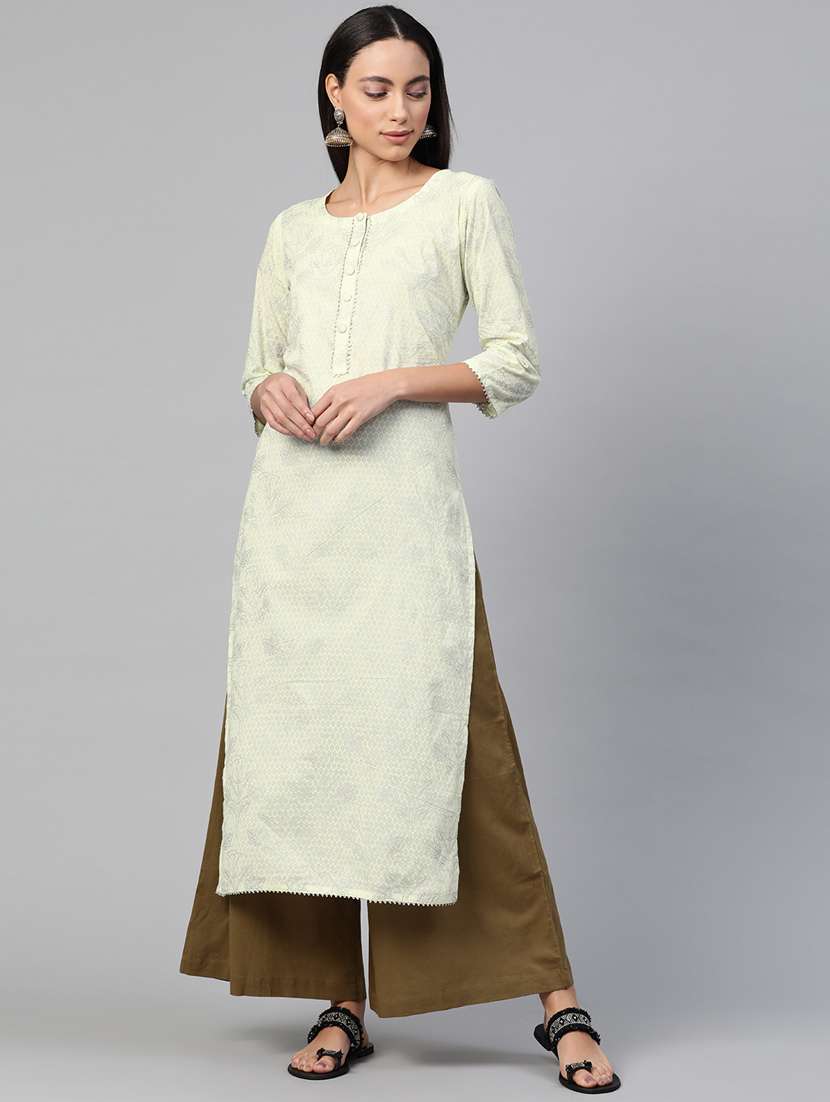 Self Design Straight Kurta