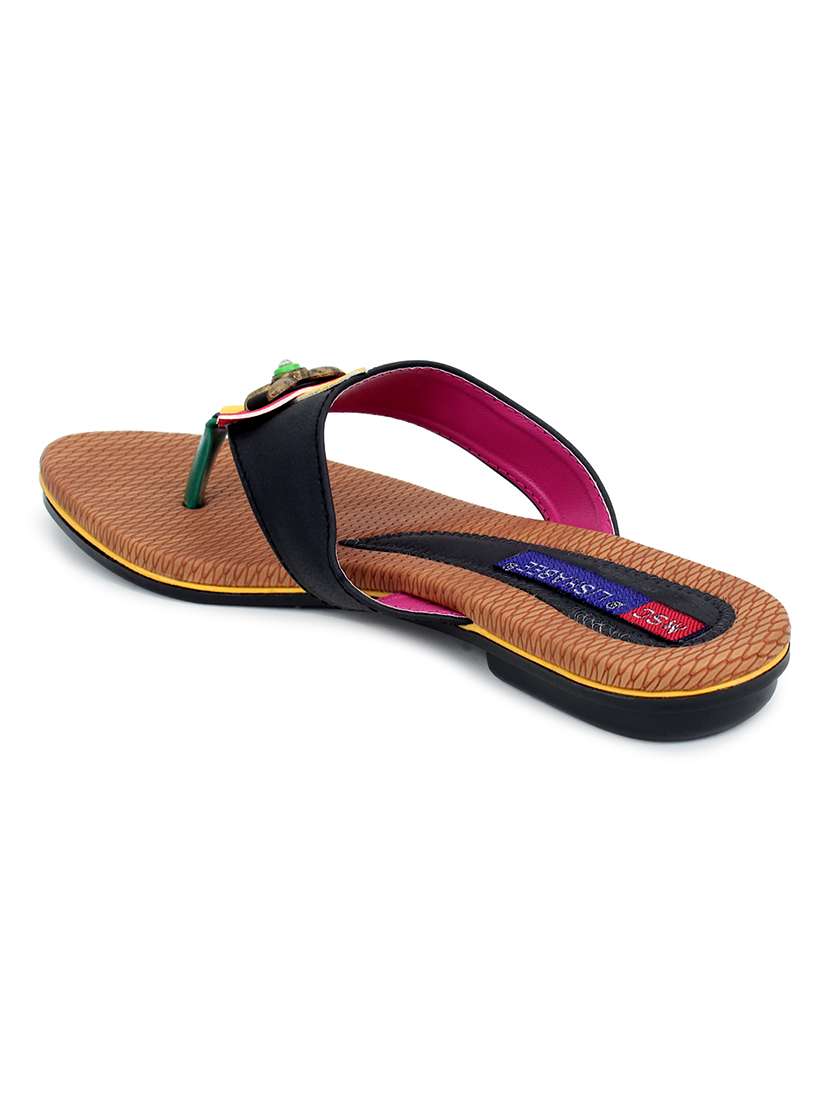 black synthetic slip on sandals - 17467415 -  Standard Image - 2