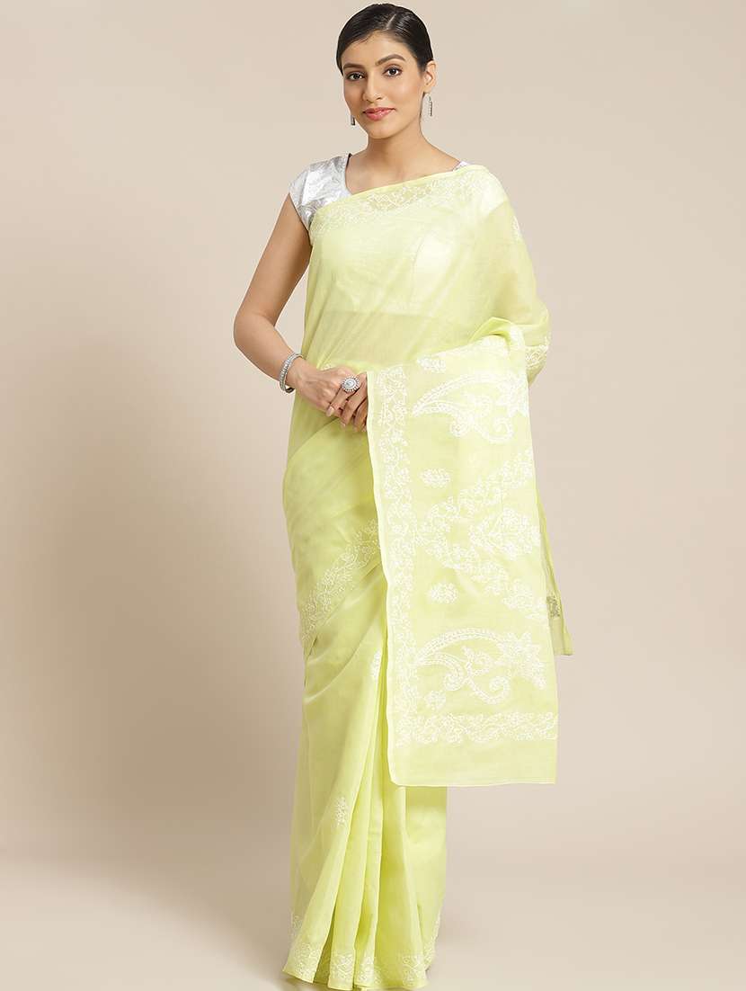 floral chikankari saree with blouse
