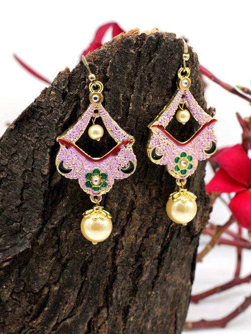 purple gold plated chandballi earring - 17468191 -  Standard Image - 0