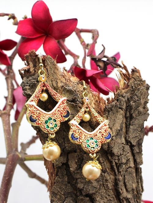 red gold plated chandballi earring - 17468192 - Standard Image - 0