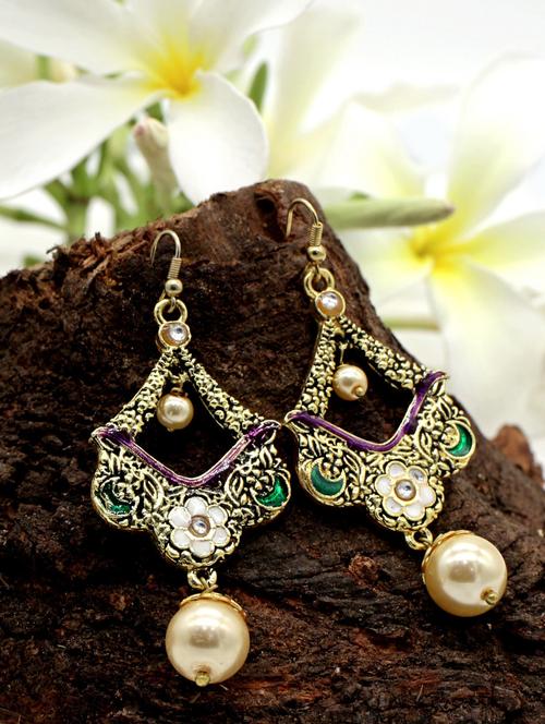 yellow gold plated chandballi earring - 17468196 -  Standard Image - 0