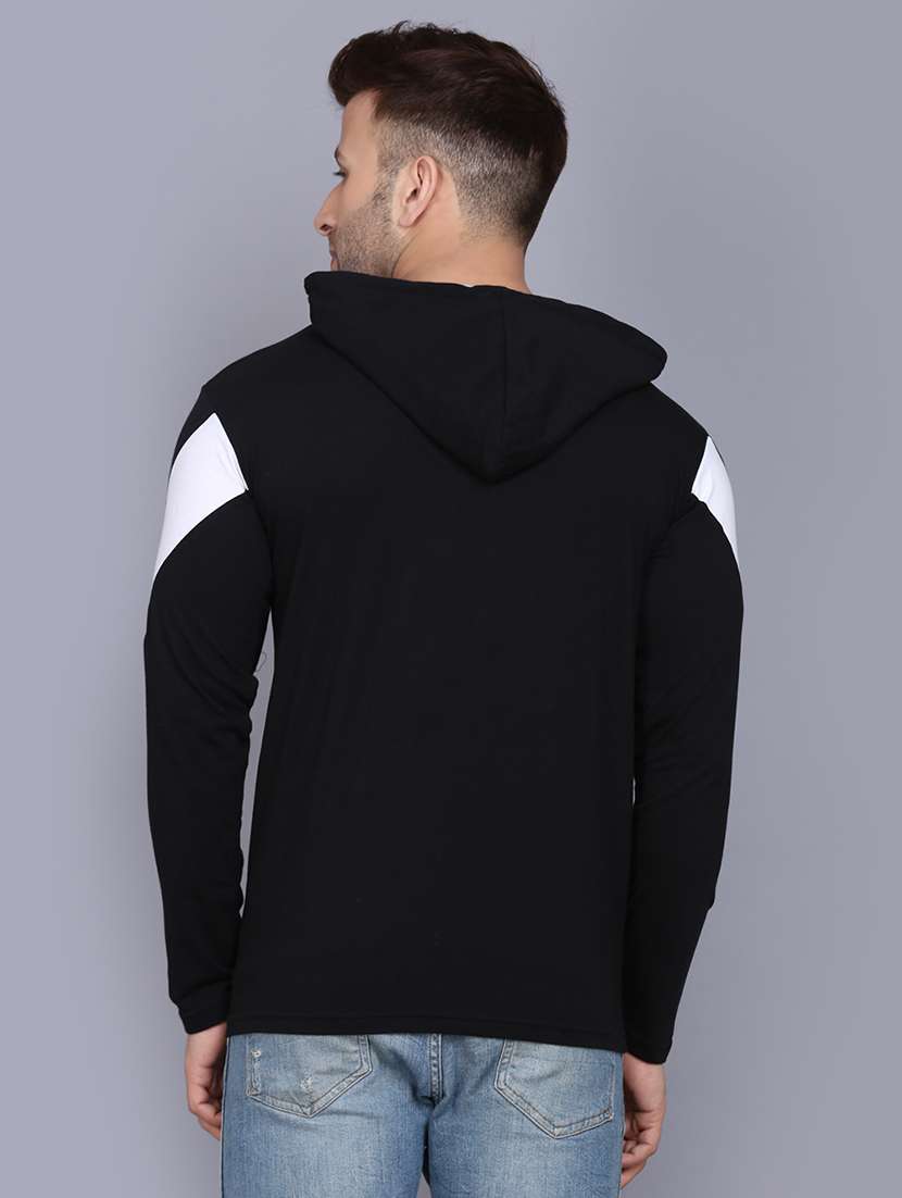 black color block cut & sew hooded t-shirt - 17468567 -  Standard Image - 2