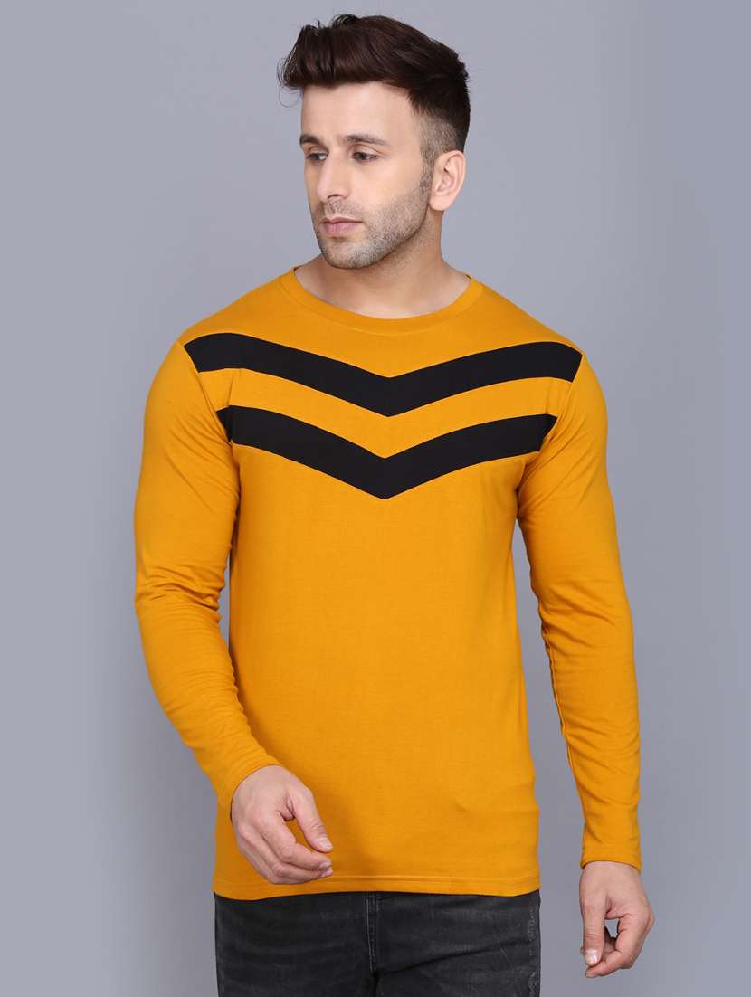 mustard color block cut & sew t-shirt