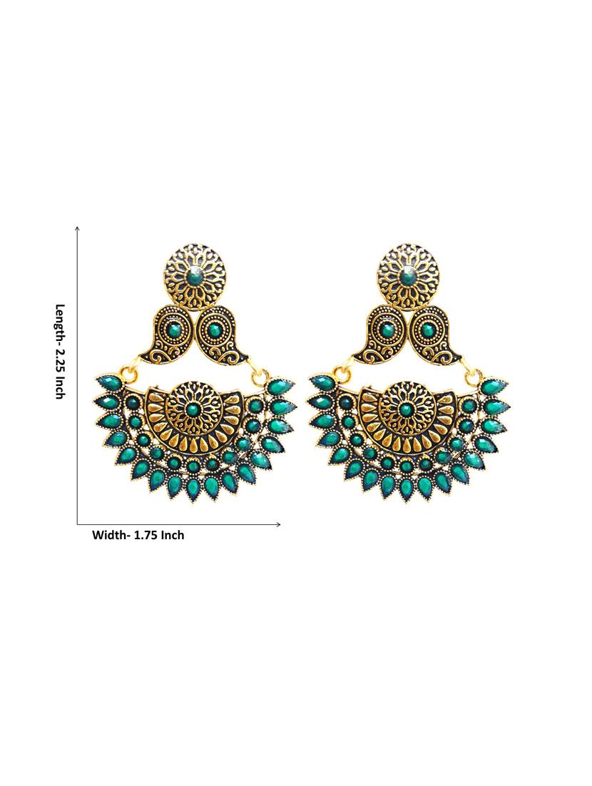 green metal drop earring - 17468674 - Standard Image - 2