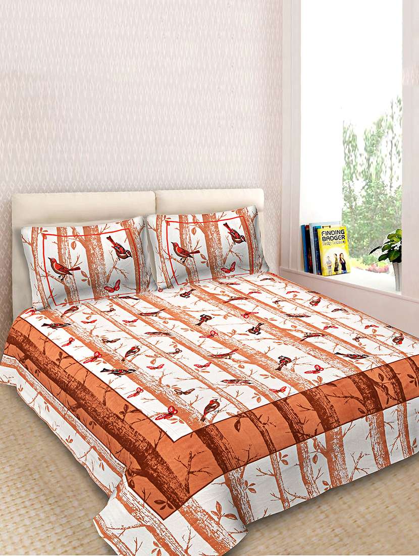 jaipur cotton double bedsheet with 2 zipper pillow covers  