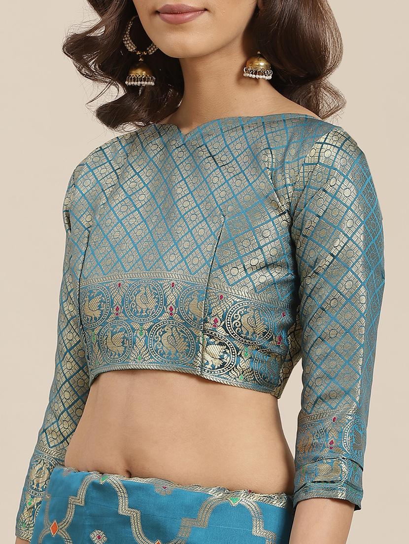 women's banarasi saree with blouse - 17469016 - Standard Image - 2