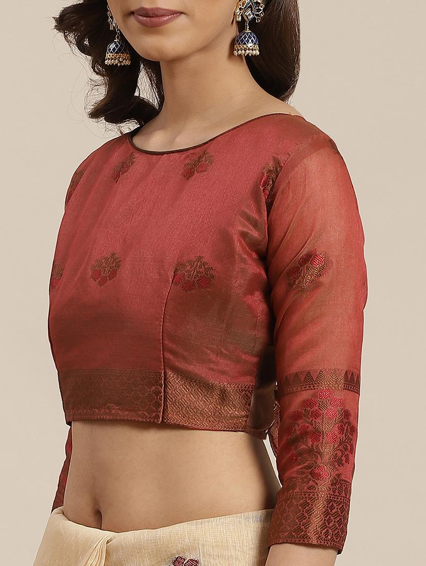 self design woven saree with blouse - 17469026 - Standard Image - 2