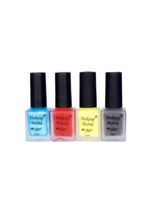 makeup mania nail polish combo, matte nail paint set of 4 pcs x 10ml each, nail polish set (435)