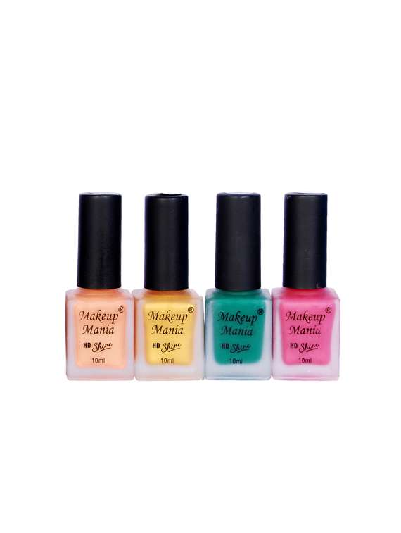 makeup mania nail polish combo, matte nail paint set of 4 pcs x 10ml each, nail polish set (436)