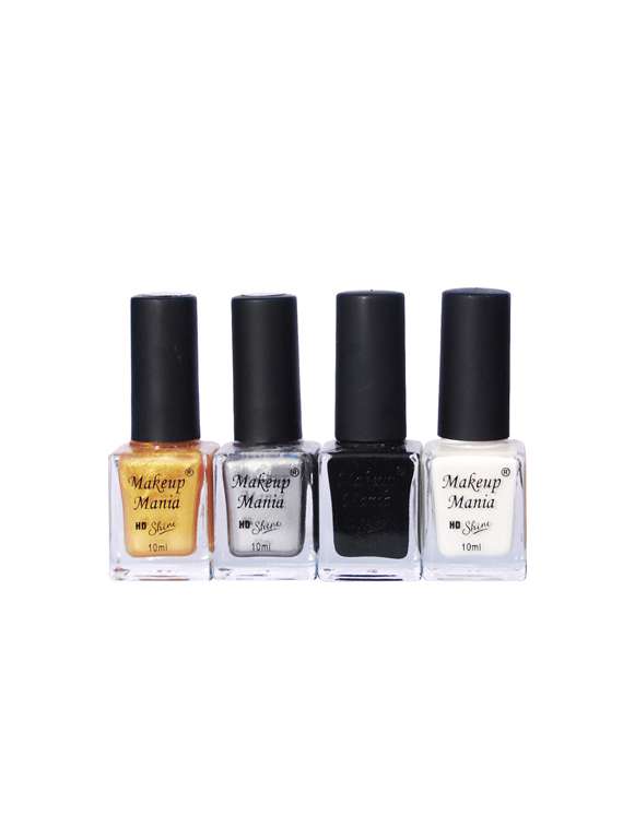 makeup mania nail polish combo, nail paint combo set of 4 pcs x 10ml each, nail polish set (454)