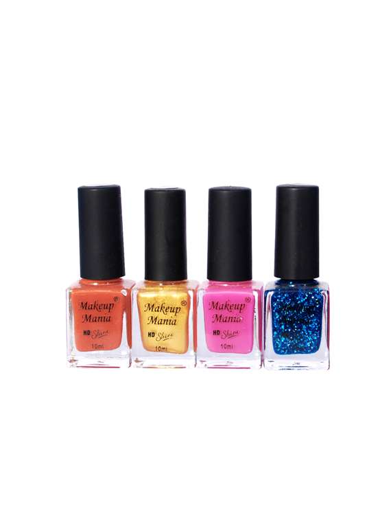 makeup mania nail polish combo, nail paint combo set of 4 pcs x 10ml each, nail polish set (460)