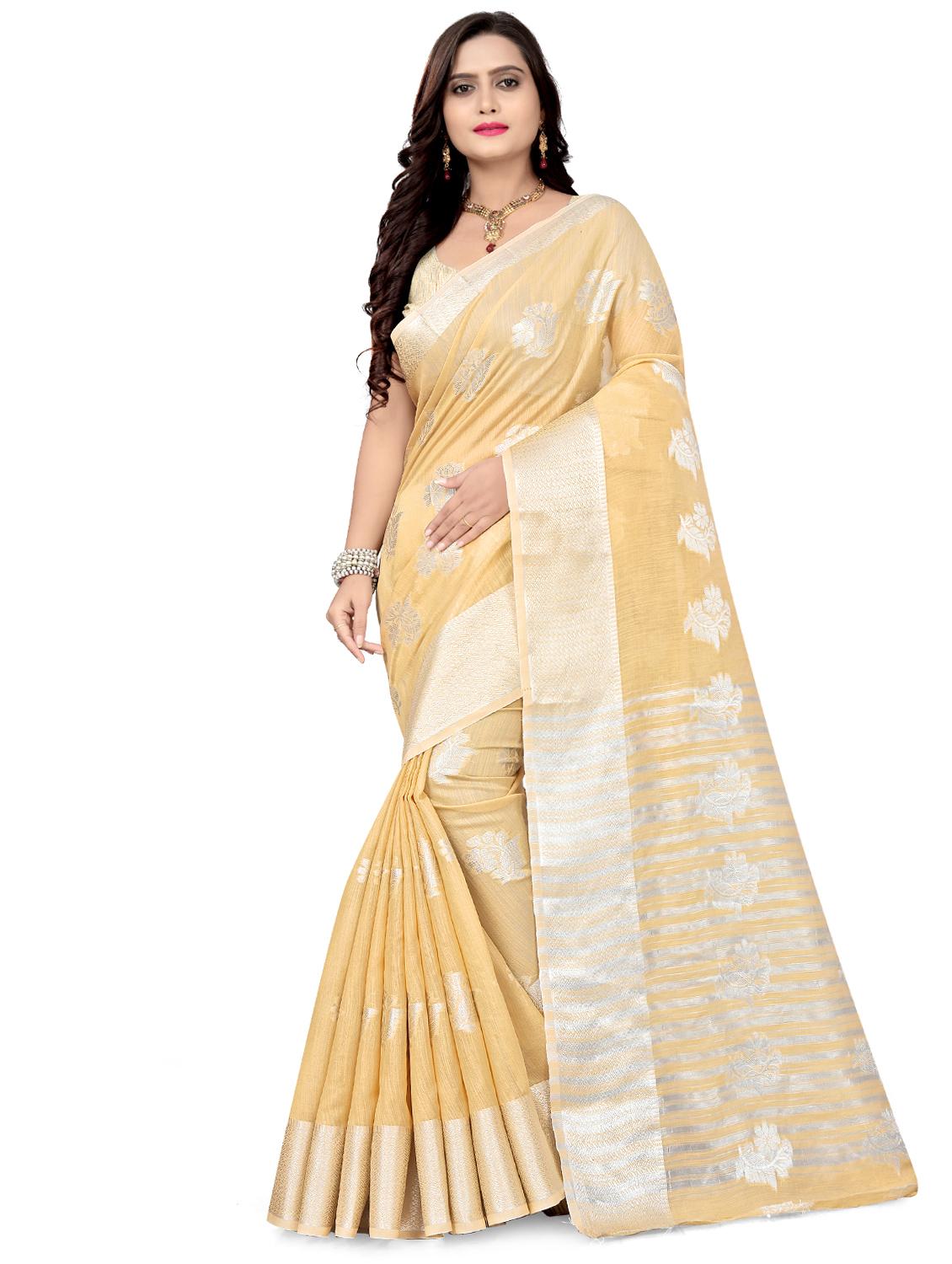 women floral bordered saree with blouse - 17470784 - Zoom Image - 0