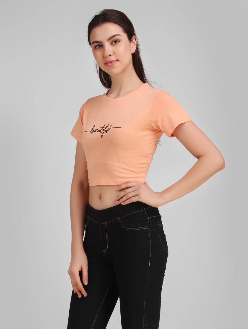 round neck quirky crop tee - 17471224 - Standard Image - 2