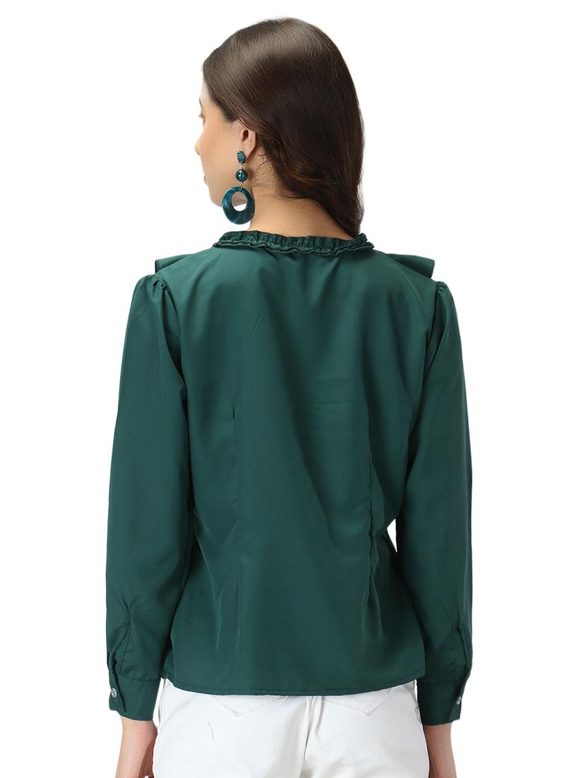 ruffle detail round neck top - 17471373 - Standard Image - 2