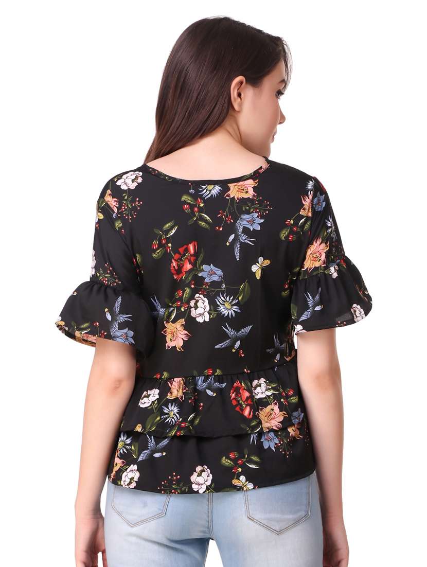 round neck ruffled layered top - 17471379 -  Standard Image - 2