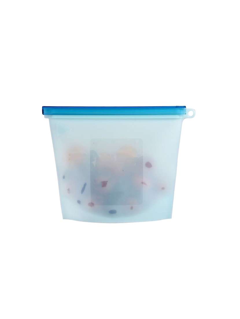 h'ent reusable silicone bpa-free food bags (2pc  1000ml capacity) zip sealed storage container