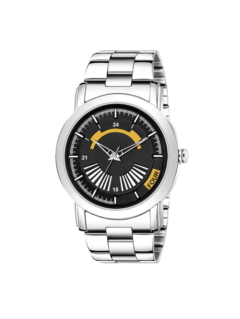 black 101 steel stylish strap with attractive eye catchy black dial professional and casual wear analog watch - for girls
