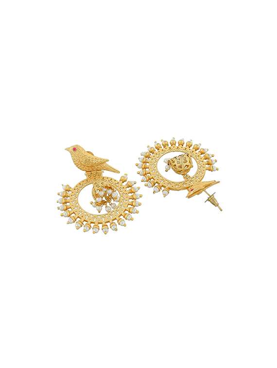gold brass jhumka earring - 17473873 -  Standard Image - 2