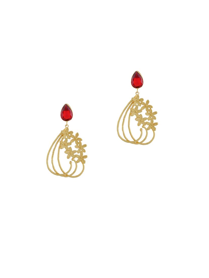 red tone gold brass drop earring - 17473889 -  Zoom Image - 0