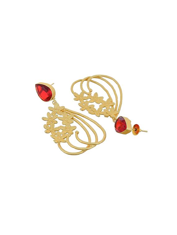 red tone gold brass drop earring - 17473889 - Standard Image - 2