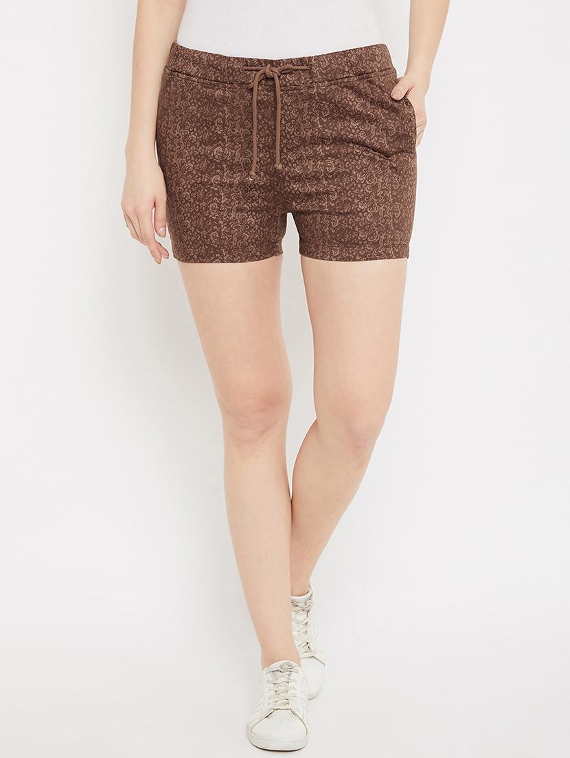 drawstring waist printed shorts 