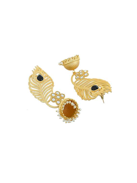 gold brass jhumka earring - 17473984 -  Standard Image - 2