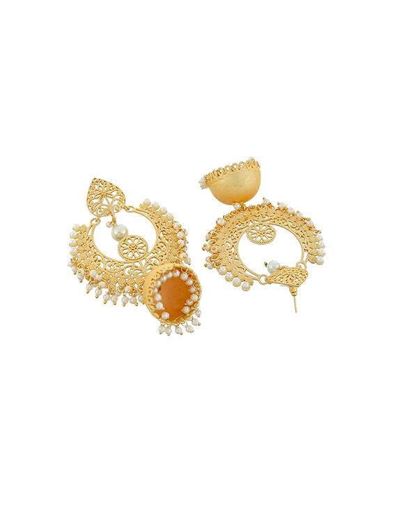 gold brass chandballi earring - 17474034 - Standard Image - 2