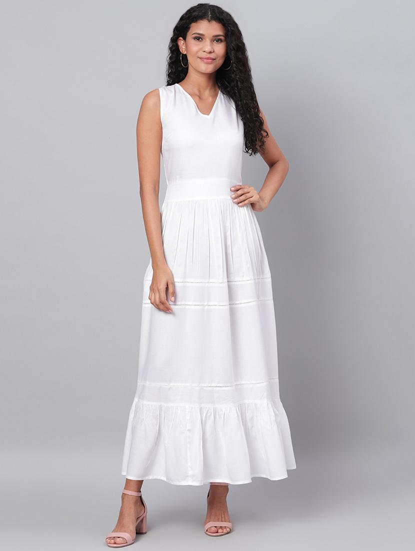 v-neck solid flared dress