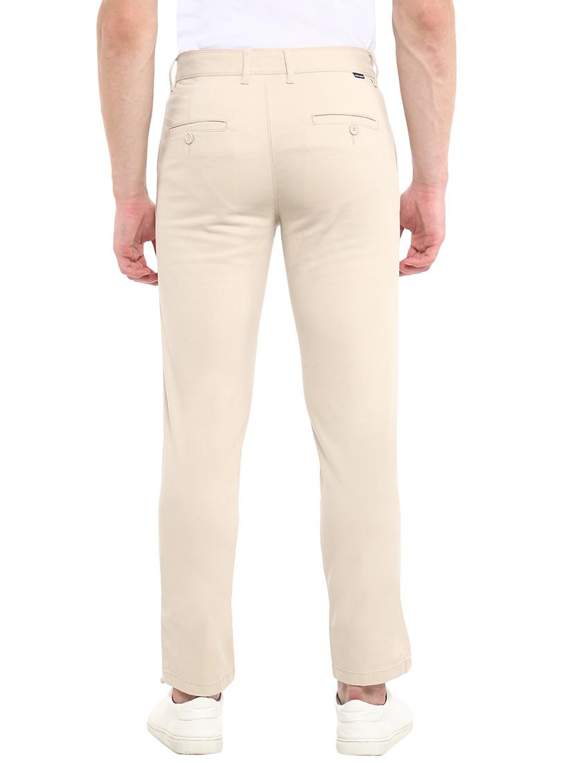 cream solid flat front casual trouser - 17474751 - Standard Image - 2