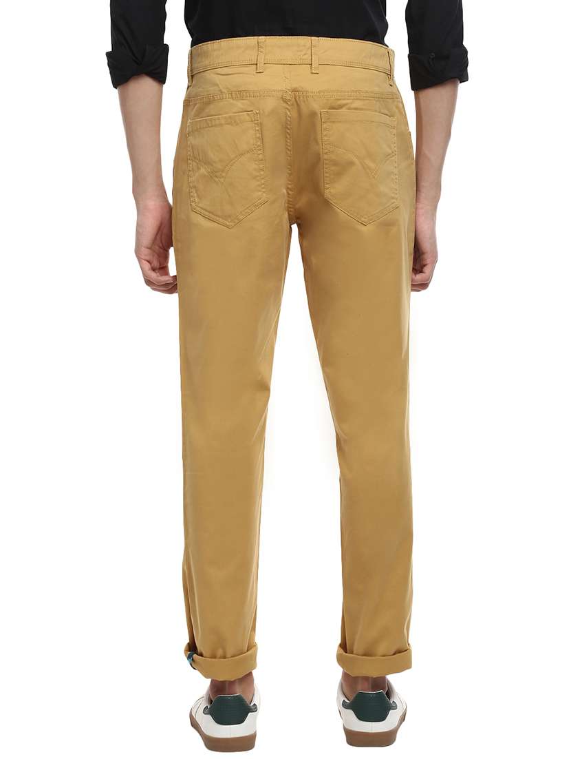 beige solid flat front casual trouser - 17474761 -  Standard Image - 2