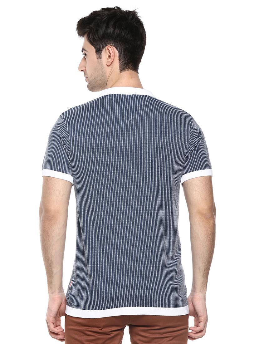 navy blue striped collared t-shirt - 17475090 - Standard Image - 2