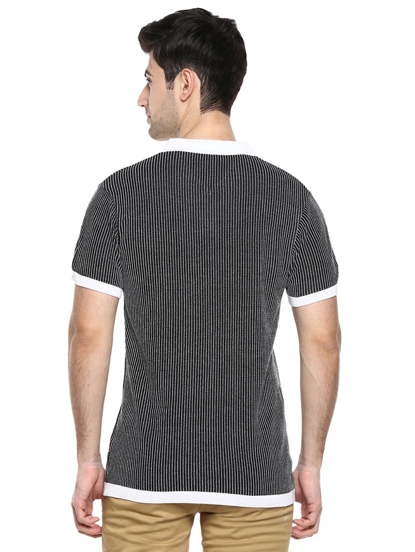 black striped collared t-shirt - 17475091 - Standard Image - 2