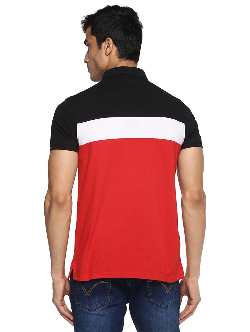 red color block polo t-shirt - 17475096 - Standard Image - 2