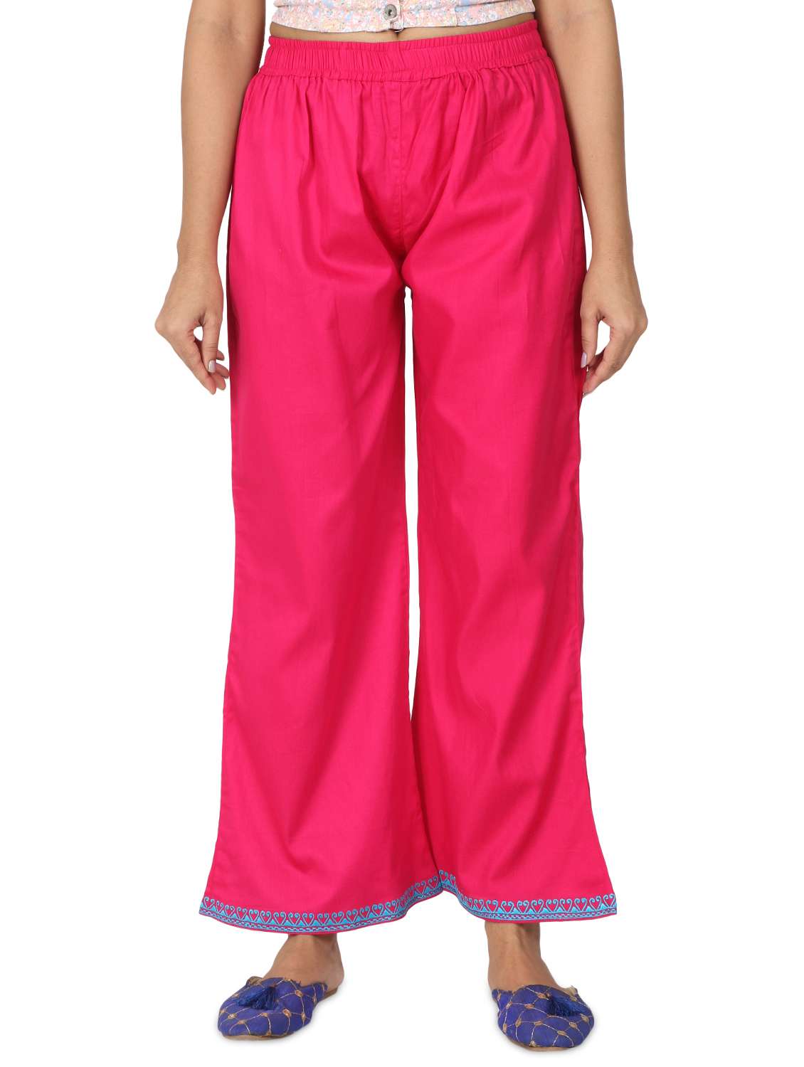 embroidered hem palazzo