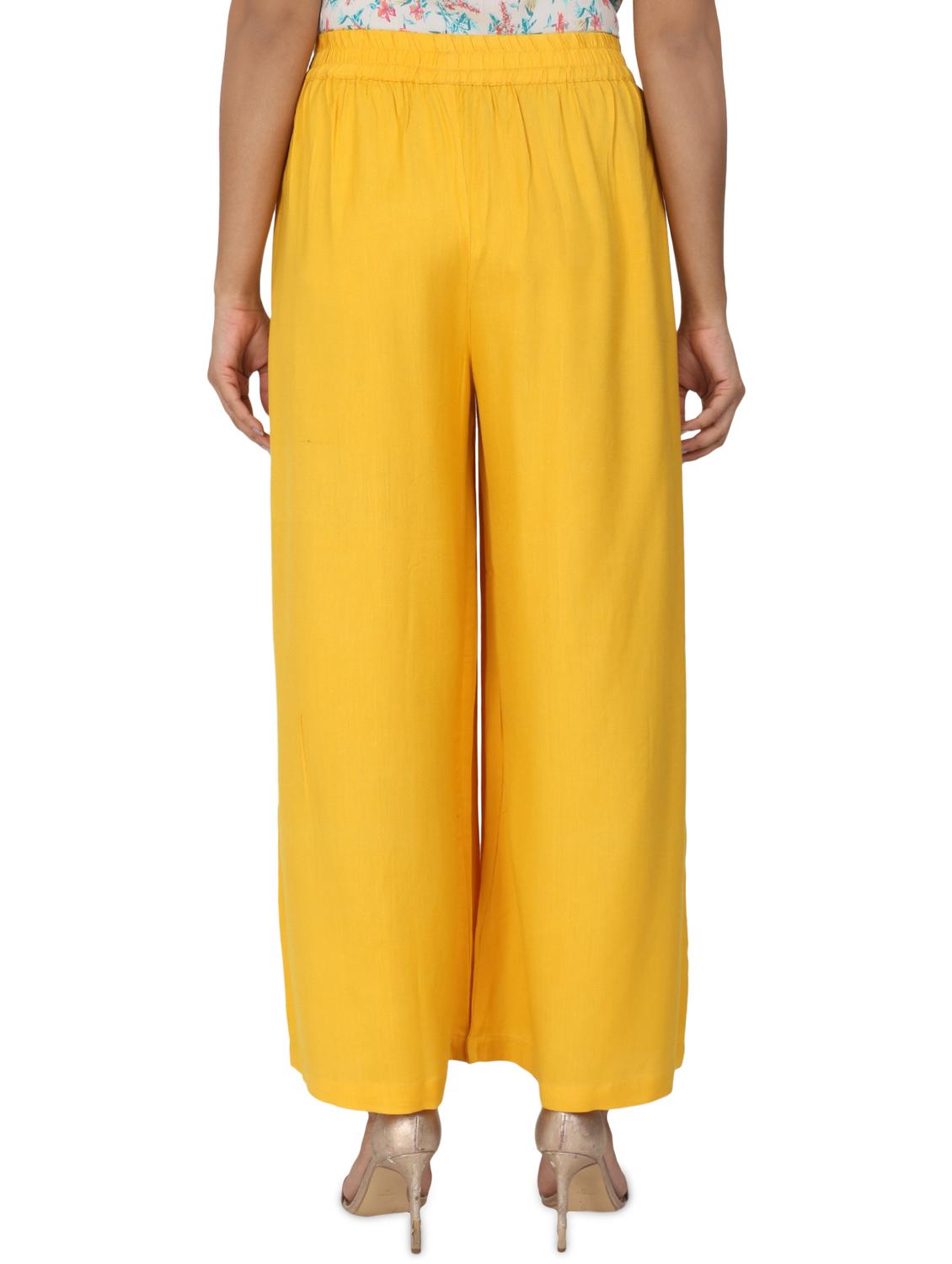 yellow solid mid rise palazzo - 17475134 - Standard Image - 2