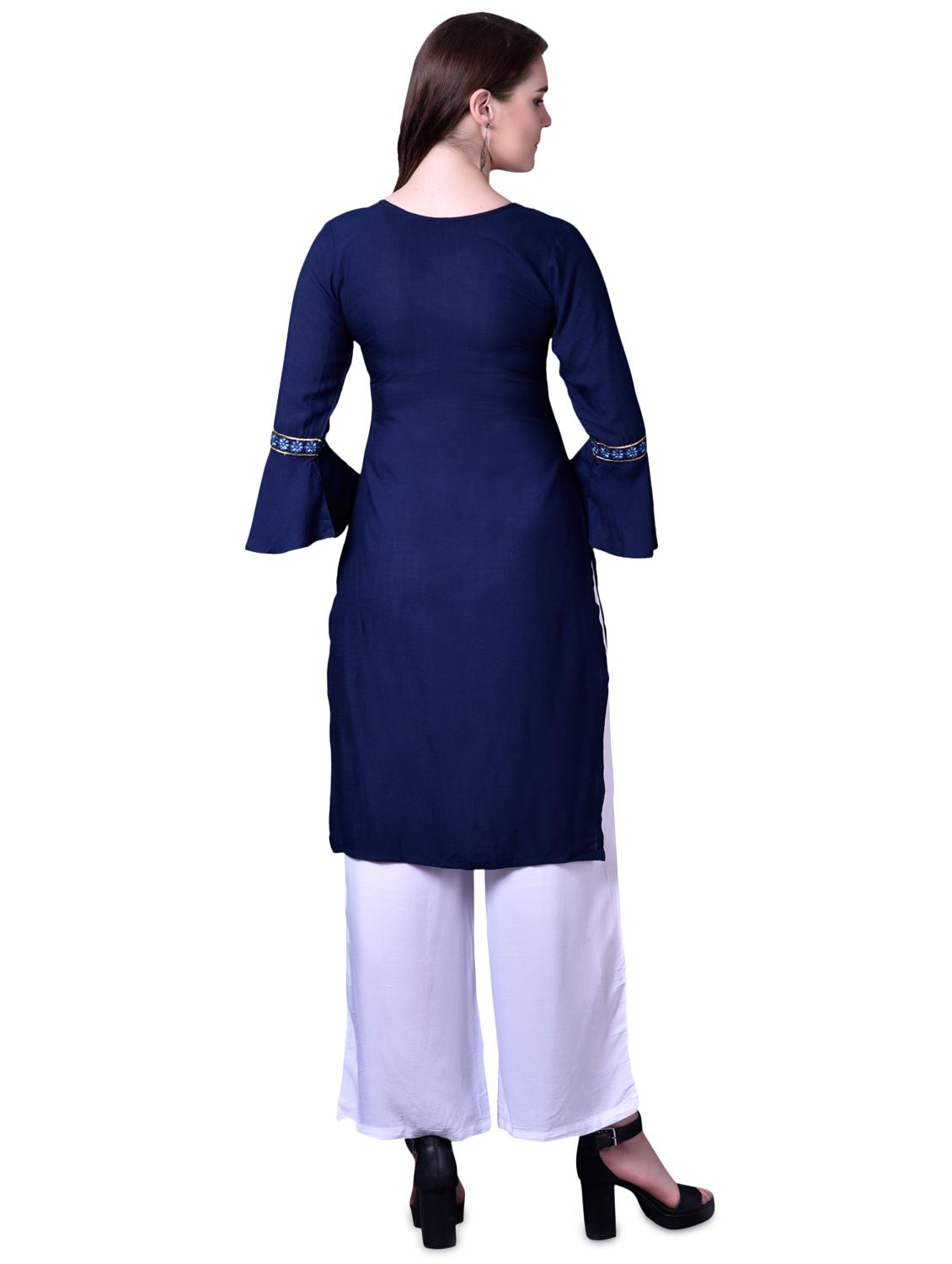 embroidered kurta palazzo set - 17476059 - Standard Image - 2
