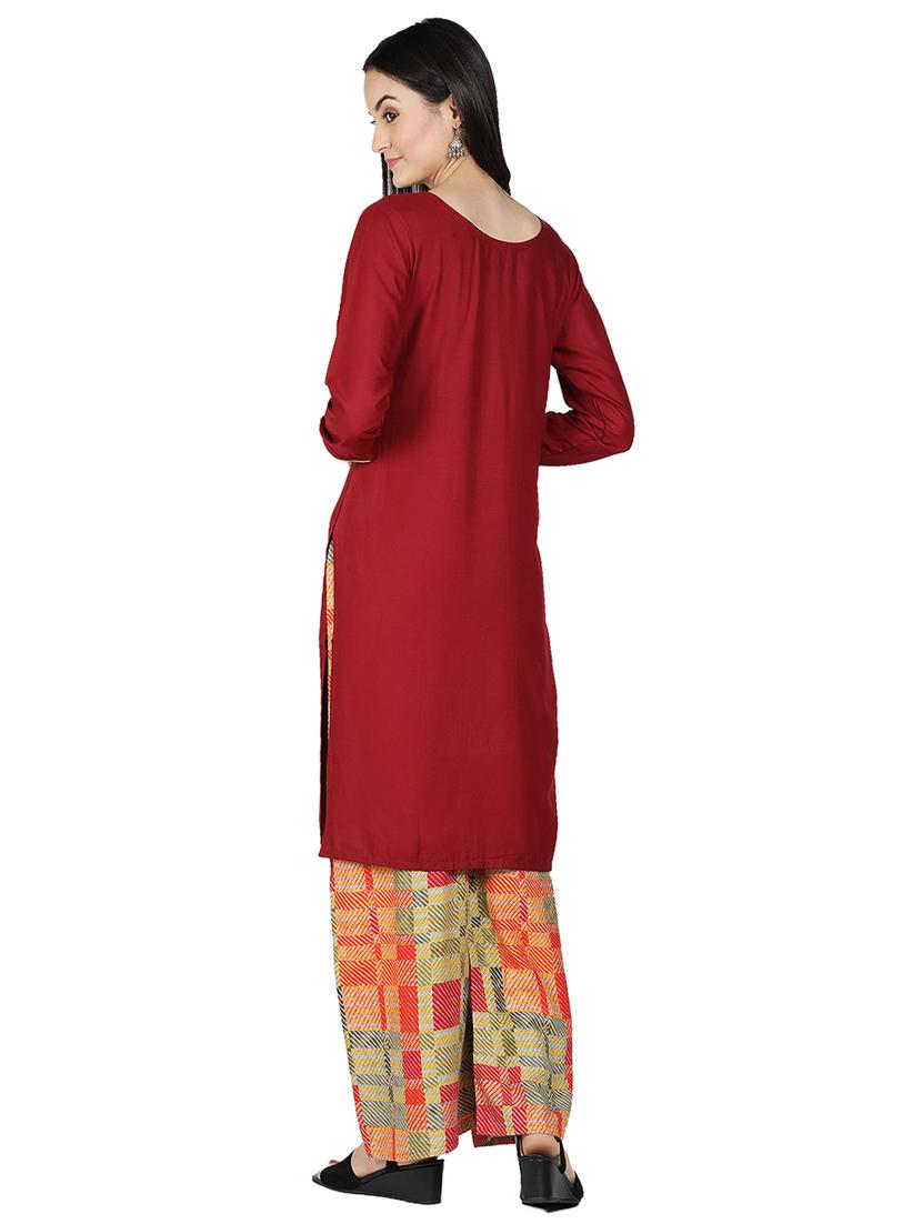 solid kurta palazzo set - 17476065 - Standard Image - 2
