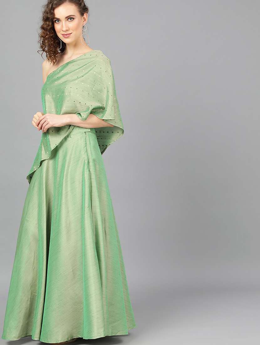 self design flared lehenga with cape blouse 