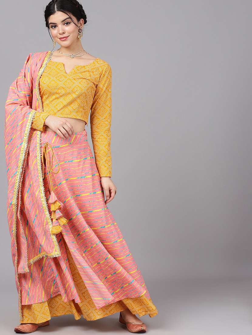 bandhani print flared lehenga
