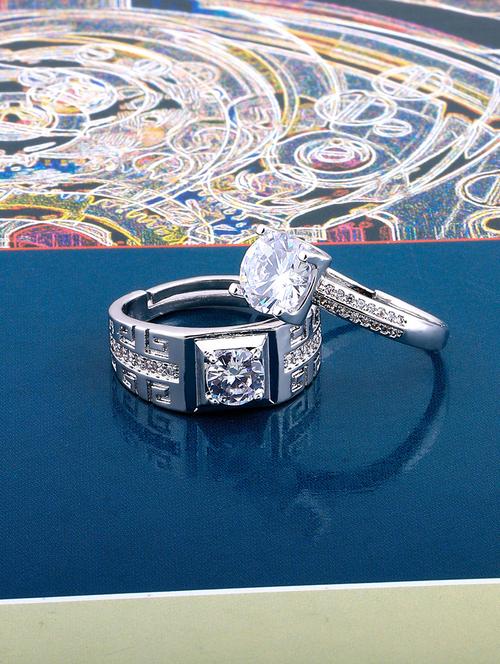 silver crystal combo ring - 17476356 -  Standard Image - 0